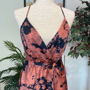 tea gardens rusty rose floral print satin maxi dress